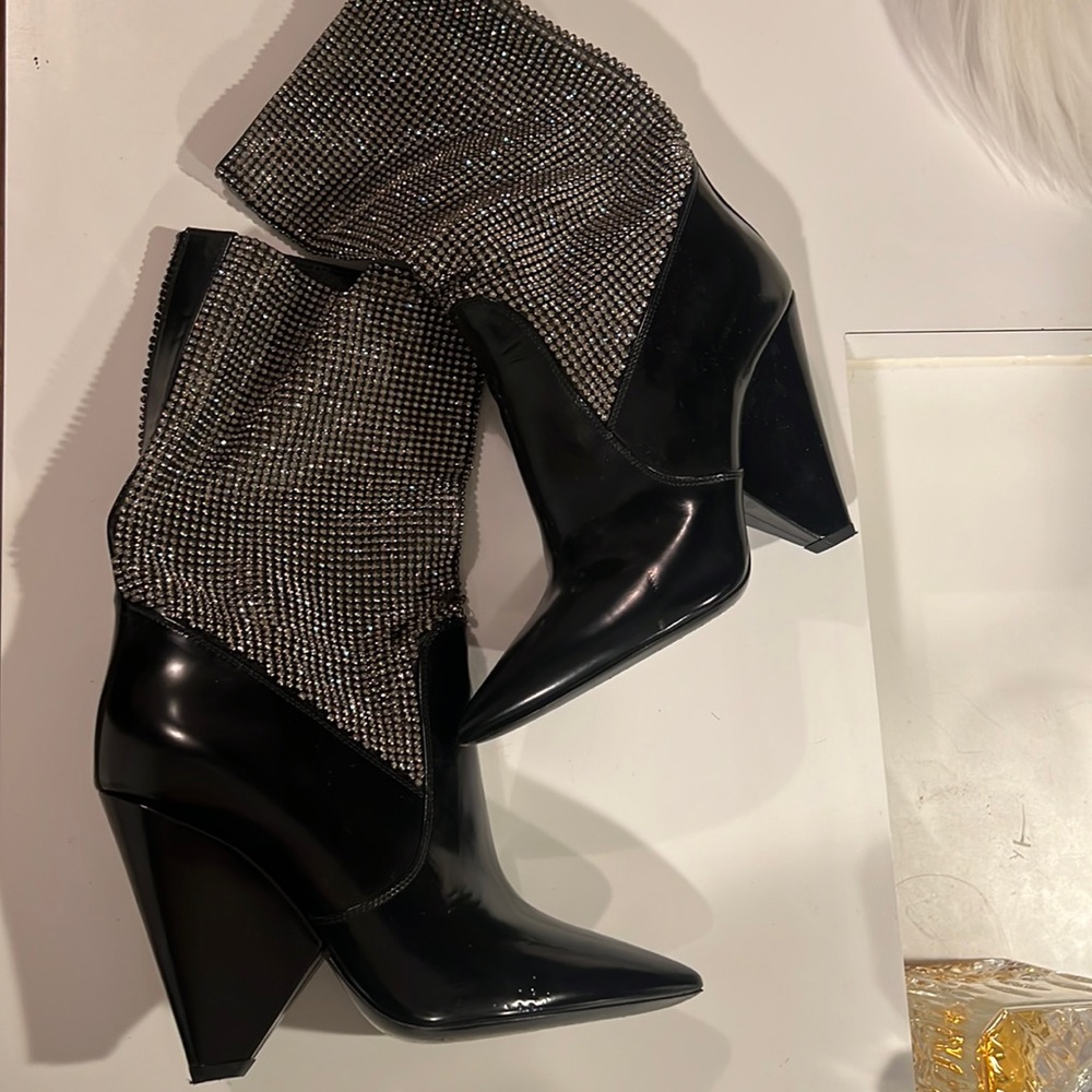 Saint Laurent Niki crystal slouch boots